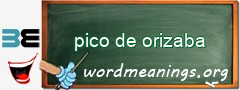 WordMeaning blackboard for pico de orizaba